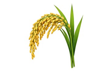 Obraz premium Golden rice plant illustration with green leaves