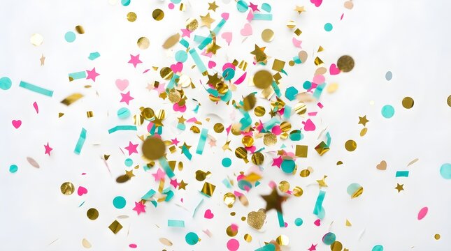 Multicolored confetti frozen middle air
