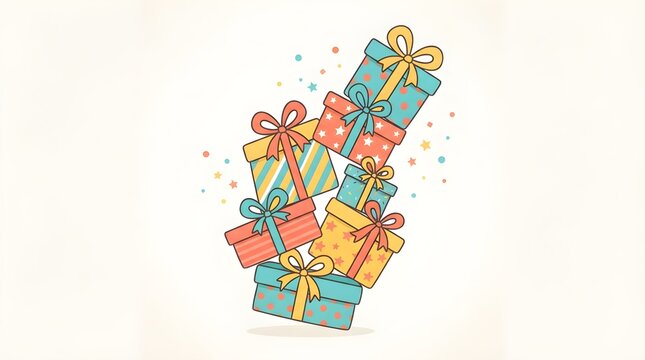 Stack of colorful birthday gift
