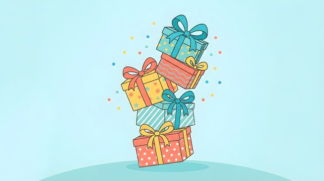 Stack of colorful birthday gift