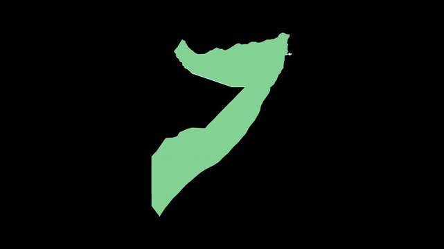 Somalia green 3D map spin perfect 10 second loop black background