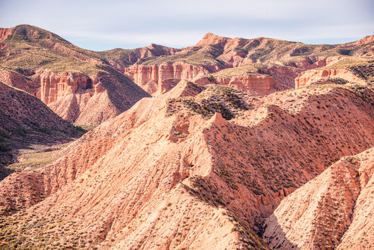 Unique clay formations and deep ravines shaped by wind and rain in Spain&rsquo;s Gorafe Desert