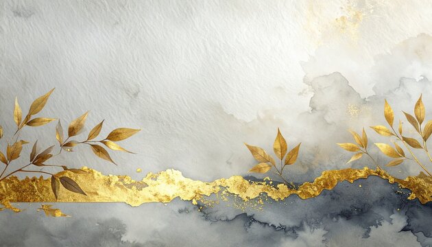 薄墨和紙に霞にじみと流動金箔が映える和モダン縦長素材。伝統行事・和コスメ向け無地キャンバス