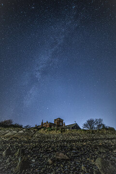 Starry skies over Roa Island after a cold day in Cumbria on January 6th, 2022