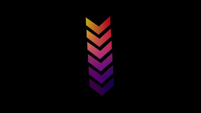 Gradient arrow loading animation loop, minimalist directional motion gradient colorful