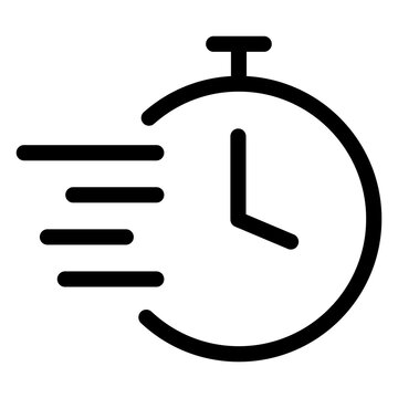 Fast Time Outline Icon &ndash; Quick Response Stopwatch Vector Line Illustration