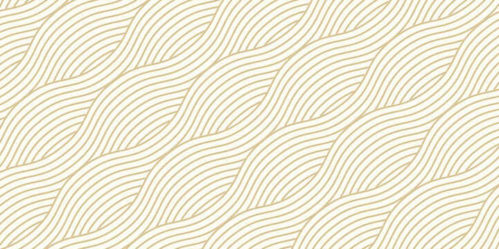 Yellow instant noodles, pasta and spaghetti texture with geometric wavy lines. Ramen, pasta vector pattern. Abstract food illustration background