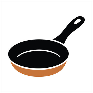 Black and copper frying pan kitchen utensil icon Vector