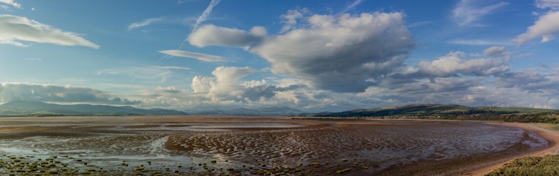 View of duddon estuary and lake district from roanhead in sandscale haws nature reserve