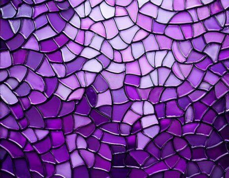 top view on purple stained glass window mosaic surface texture background for pattern overlay