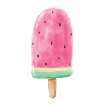 Watermelon popsicle ice cream in watercolor style