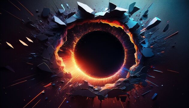 black hole breaking through black wall