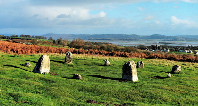 Exploring the historic Birkrigg Stone Circle on Birkrigg Common near Ulverston in Cumbria