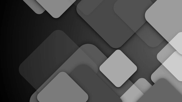 Abstract geometric background with overlapping rounded squares and soft shadows animation
