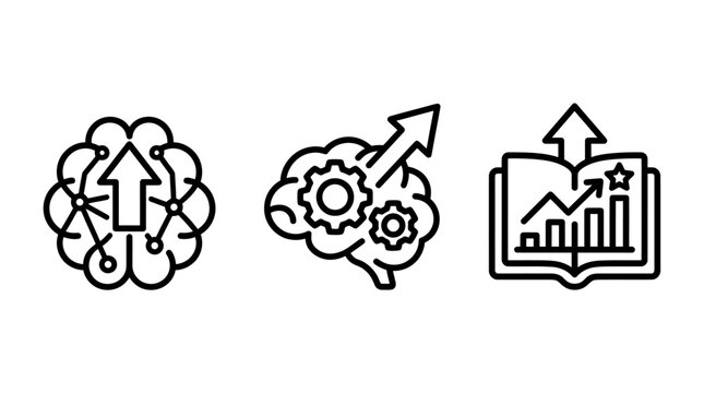 Concept icons for innovative thinking technical problem solving academic learning development thinking innovation learning education knowledge academic abstract intelligence technology