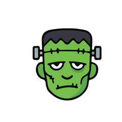 halloween icons face monster green vector illustration