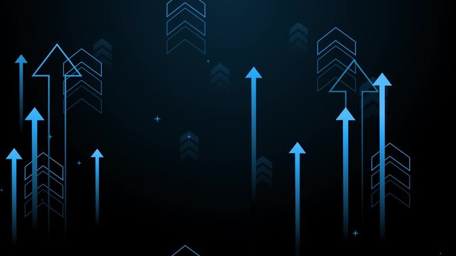 Abstract arrows pointing upward on dark gradient background animation