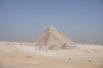 Great Pyramids of Giza in the desert sand dunes, Cairo, Egypt © Damian