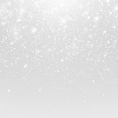 Fototapeta premium White Snowflakes and Bright Winter Sparkles. Falling Snow Overlay with Soft Glow and Bokeh Lights.