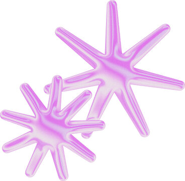 Star Starburst Flare Flower Floral Y2K Futuristic 3D Symbol