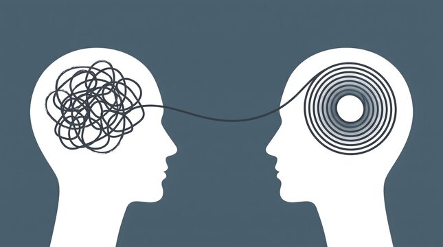 Mental health therapy untangling confused thoughts to organized mind