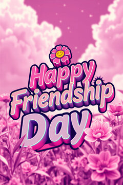 Happy Friendship Day Typography Logo Badge isolated - Modern Celebration Design