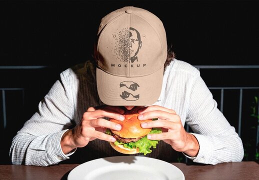 Cap And Burger Mockup With Generative AI For Branding Design