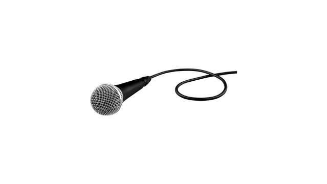 Professional Dynamic Microphone with Cable Isolated on White Background for Podcast Recording and Music Studio