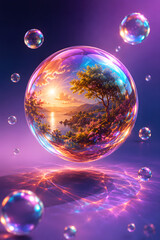 Fototapeta premium Summer Compressed Into Iridescent Glass — Every Refraction Mathematically Perfect — Every Caustic Pattern — The Interior Glows Gold
