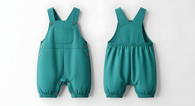 mockup of a teal baby overalls