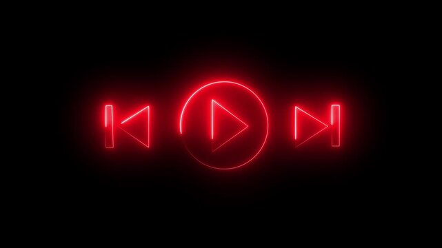 Neon Video play icon. Audio neon play button icon glowing play button animation. Motion graphics of play button concept 4k video animation.