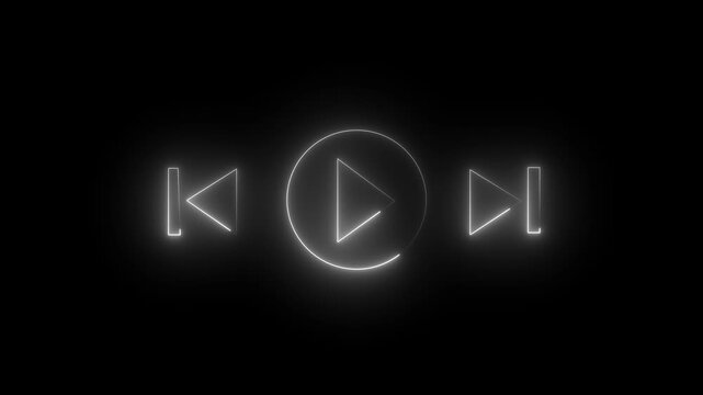 Neon Video play icon. Audio neon play button icon glowing play button animation. Motion graphics of play button concept 4k video animation.
