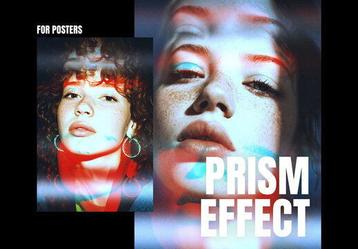 Vertical Prismatic Photo Effect For Poster And Print Design