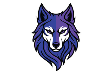Fototapeta premium Purple wolf head illustration with white and black details animal face