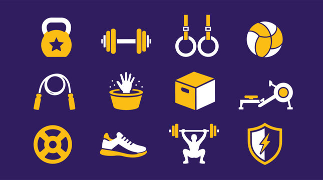 Modern Flat Design Fitness Gym Workout Equipment Icons Collection