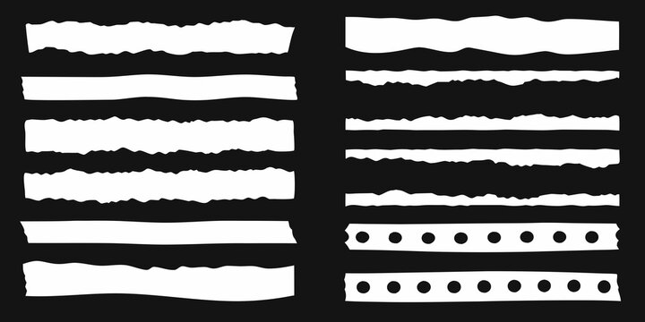 Torn paper strips collection white vector illustration on black background