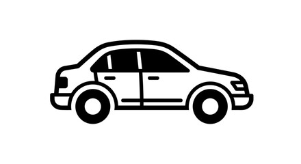 Obraz premium Simple Line Art Icon of a Sedan Car.