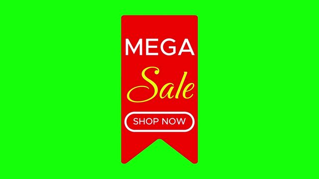 Modern Animated Mega Sale Ribbon With Shop Now Button.