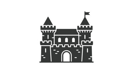 Black and white castle icon towers. © ani