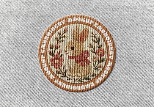 Vintage Embroidery Patch Mockup For Branding And Apparel Design