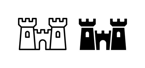 Castle Icons, Medieval Fortress Symbols, Royal Palace Vector Graphics, Fantasy Kingdom Building Illustrations © Sneha
