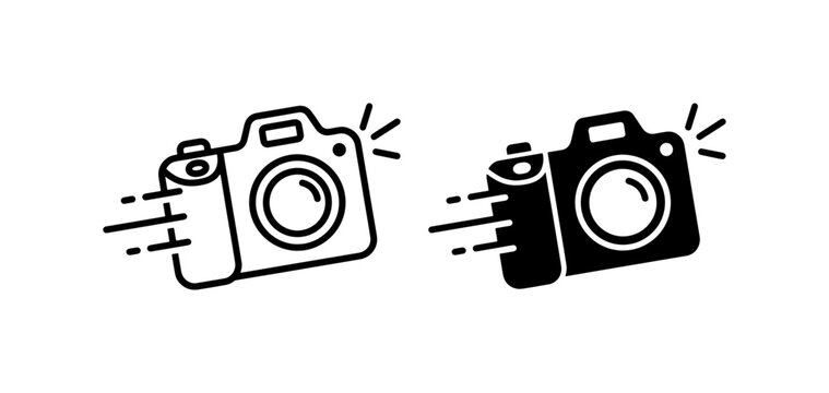 Speedy Camera Icons: Fast Photography, Motion Capture, Digital Imaging, Graphic Design Elements