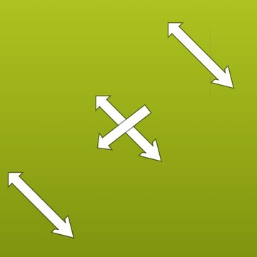 vWhite arrows vector icon, set of directional arrows graphic, white glossy cursor arrows on green gradient background, expansion arrow symbols, diagonal move cursor elements, four-way arrows icon, dou