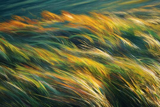 Vibrant abstract illustration of swaying grass.