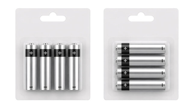 Set of AA battery pack isolated on transparent background
