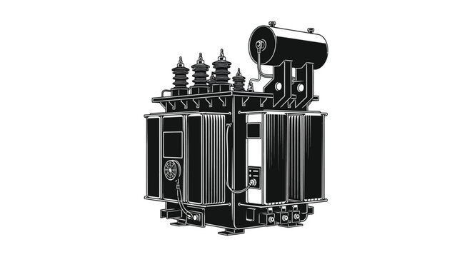 Electrical transformer silhouette against a white background industrial power distribution
