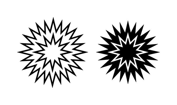 Explosion Burst Starburst Icons, Black and White Geometric Shapes, Dynamic Action Elements for Graphic Design