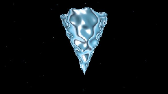 Set of Abstract Triangular Crystal Icicle Shapes on Black Background