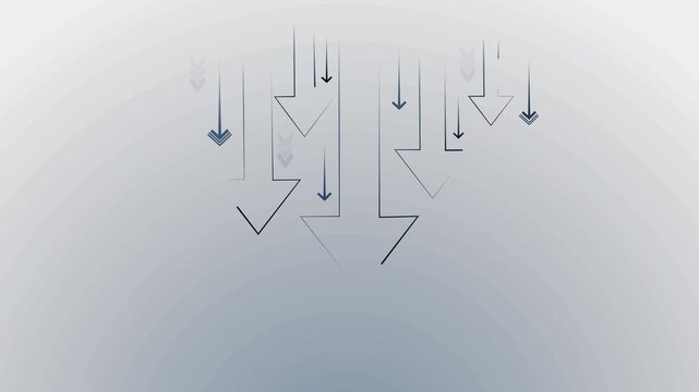 Abstract background with thin arrows pointing downward,showing decline fall and movement animation