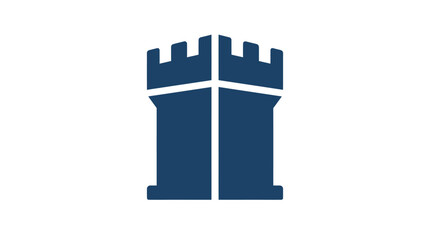 Blue Castle Tower Icon Symbol. © mamah